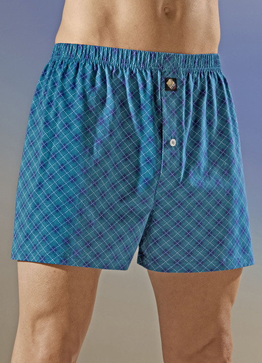 Pants & boxershorts - Pak van vier boxershorts met ruitjesmotief, in Größe 005 bis 016, in Farbe 2X PETROL-NAVY, 2X NAVY-PETROL