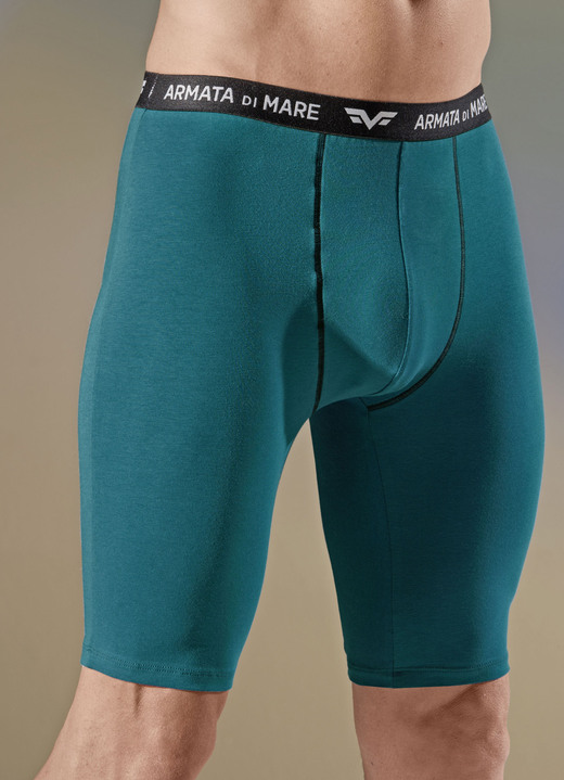 Pants & boxershorts - Set van drie lange broeken met elastische tailleband, in Größe 004 bis 010, in Farbe 2 X PETROL, 1 X BORDEAUXROOD