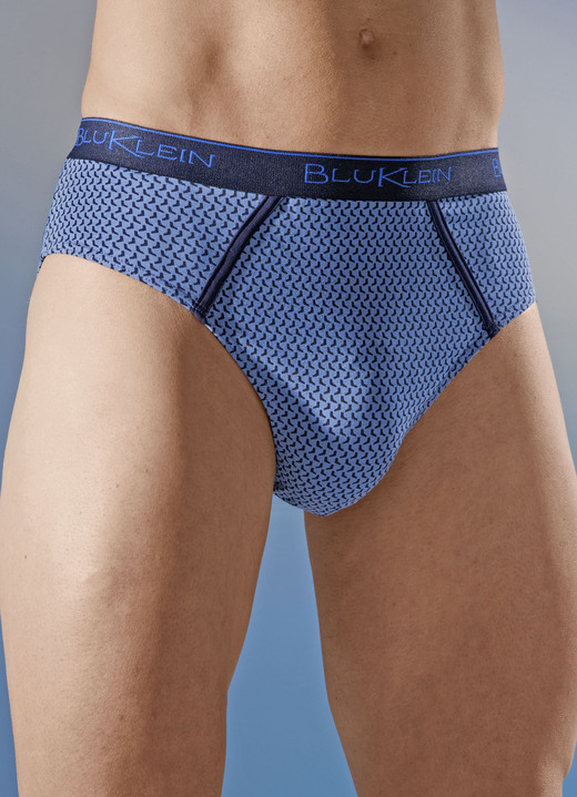 Slips & onderbroeken - Four-pack slip met elastische tailleband, all-over patroon, in Größe 004 bis 010, in Farbe 2X BLAUW-MARINE, 2X MARINEBLAUW