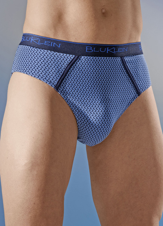 Slips & onderbroeken - Set van vier slips met elastische tailleband, all-over patroon, in Größe 004 bis 010, in Farbe 2X BLAUW-MARINE, 2X MARINEBLAUW