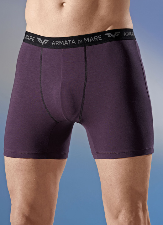 Pants & boxershorts - Three-pack broek met elastische tailleband, in Größe 005 bis 011, in Farbe 2 X BORDEAUX, 1 X PETROL