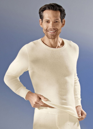 Lange mouwen pulloverjas met angora in ecru