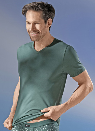 Three-pack shirts met V-hals, effen