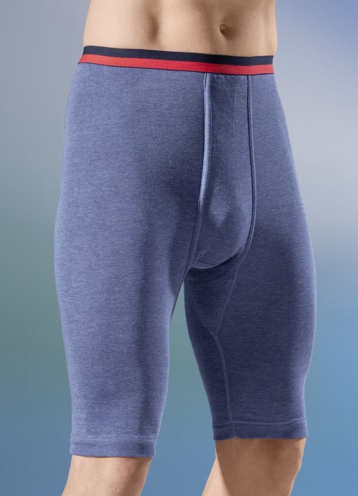 Slips & onderbroeken - Permatherm, twopack onderbroek, knielengte, winterondergoed, in Größe 004 bis 009, in Farbe 1x JEANSBLAUW GEMÊLEERD, 1x ANTRACIET GEMÊLEERD Ansicht 1