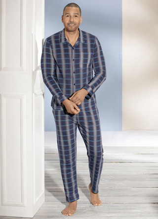 Pyjama met doorknooptop en geruit