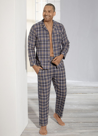 Pyjama, met volledige knoopsluiting, met reverskraag en borstzakje