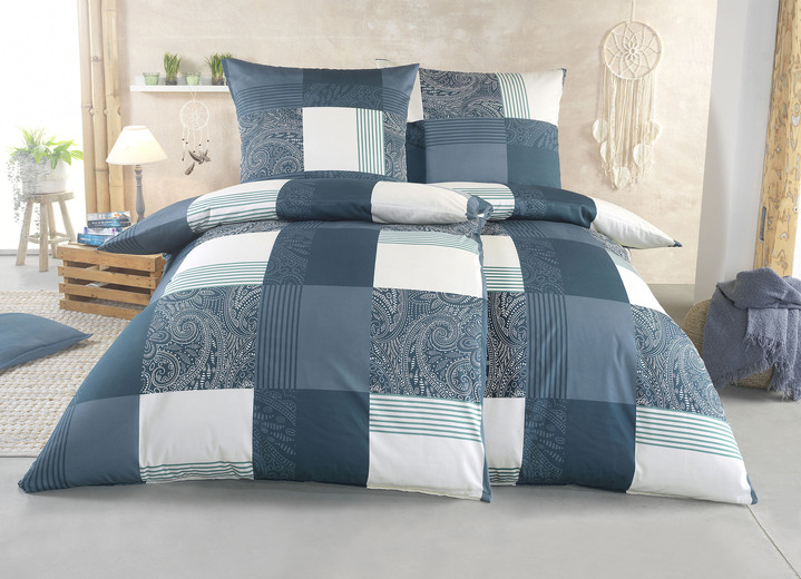 - Gezellige beddengoedset, in Größe 112 (80/80 cm + 135/200 cm) bis 115 (80/80 cm + 155/220 cm), in Farbe BLAUW