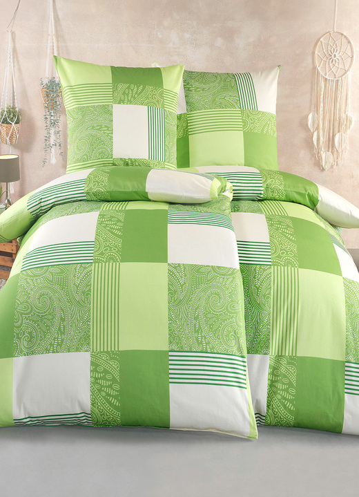 Beddengoed - Gezellige beddengoedset, in Größe 112 (80/80 cm + 135/200 cm) bis 115 (80/80 cm + 155/220 cm), in Farbe GROEN