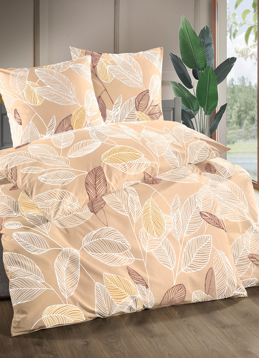 Bettwäschegarnituren - Beidseitig bedruckte Bettwäsche-Garnitur, in Größe 111 (40/80 cm + 135/200 cm) bis 412 (4-teiliges Sparset), in Farbe BEIGE Ansicht 1