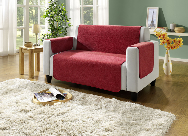 Sessel- & Sofaüberwürfe - Hochwertige Wohnaccessoires mit Bandeinfassung, in Größe 101 (Sesselschoner, 50x150 cm) bis 865 (2 Armlehnenschoner, 50x 70 cm), in Farbe ROT Ansicht 1