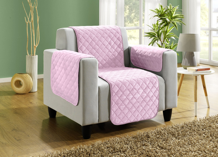Grand foulards - Bank- en fauteuilbeschermers met antisliplaag, in Größe 101 (Fauteuilbeschermer, 50 x 150 cm) bis 865 (2 armleuningbeschermers, 50 x 70 cm), in Farbe ROSÉ Ansicht 1