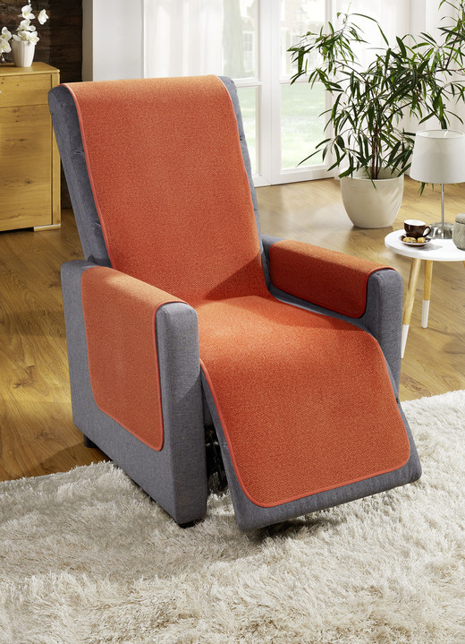 Grand foulards - Fauteuil-, bank- en armleuningbeschermers met antisliplaag, in Größe 101 (Fauteuilbeschermer, 50 x 150 cm) bis 865 (2 armleuningbeschermers, 50 x 70 cm), in Farbe TERRA Ansicht 1