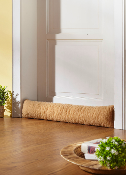 Praktische Hilfsmittel - Zugluftstopper aus reiner Schurwolle, in Größe 105 (80x15 cm) bis 110 (100x15 cm), in Farbe CAMEL Ansicht 1