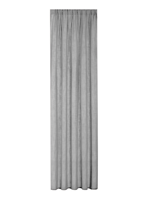 Klassiek - Semi-transparant gordijn in linnenlook, in Größe 160 (H 160 x B 140 cm) bis 456 (H 245 x B 140 cm), in Farbe GRIJS, in Ausführung Met multifunctionele band Ansicht 1