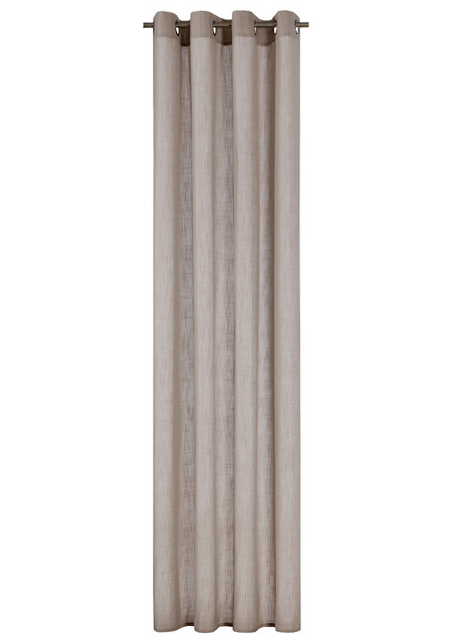 Klassiek - Semi-transparant gordijn in linnenlook, in Größe 160 (H 160 x B 140 cm) bis 456 (H 245 x B 140 cm), in Farbe TAUPE, in Ausführung Met metalen doorvoertules Ansicht 1