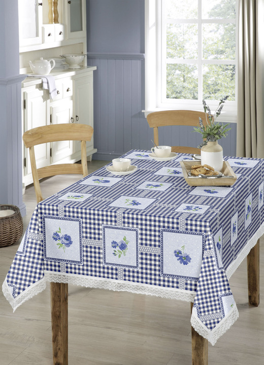 Tafellakens - Onderhoudsvriendelijk tafelzeil van tafelzeil, in Größe 108 (tafelkleed, 80/80 cm) bis 140 (Tafellaken, 140/210 cm), in Farbe BLAUW Ansicht 1