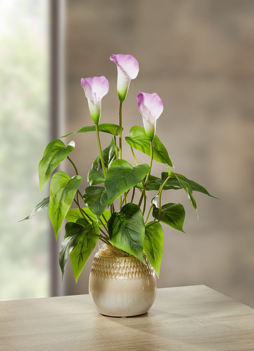Kunst- & textielplanten - Galla opstelling in een keramische pot, in Farbe WIT-LILA