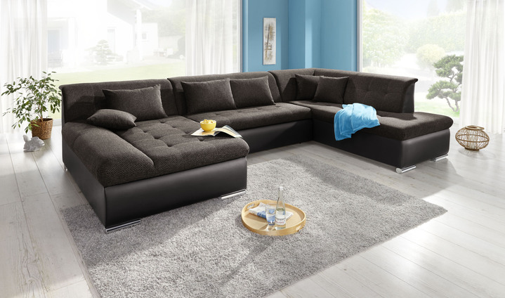 Polsterecken - Wohnlandschaft mit Bettfunktion, in Farbe BRAUN-BRAUN Ansicht 1