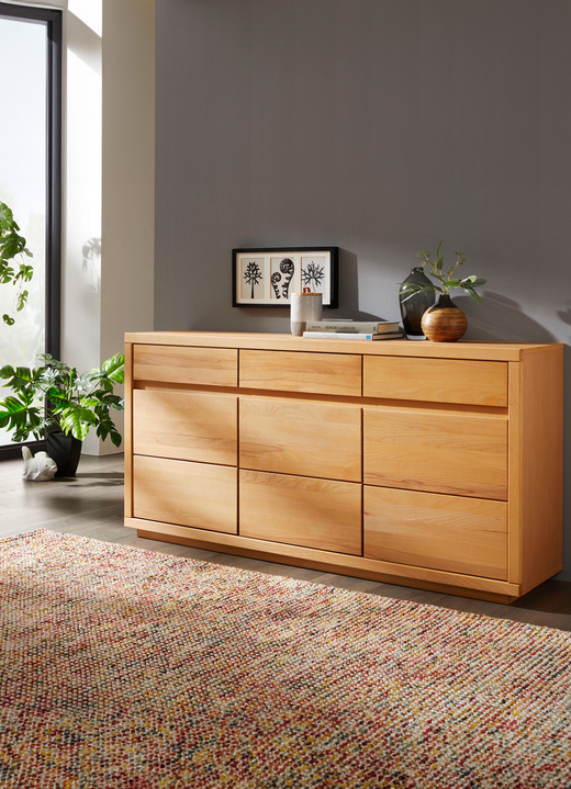 - Meubelserie met massief houten fronten, in Farbe KERNBEUKEN, in Ausführung Sideboard, 3 deuren