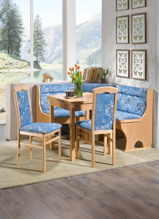 Stühle & Sitzbänke - Eckbankgruppe,4-tlg., groß, in Farbe BUCHE-BLAU, in Ausführung Stühle, 2er-Set Ansicht 1