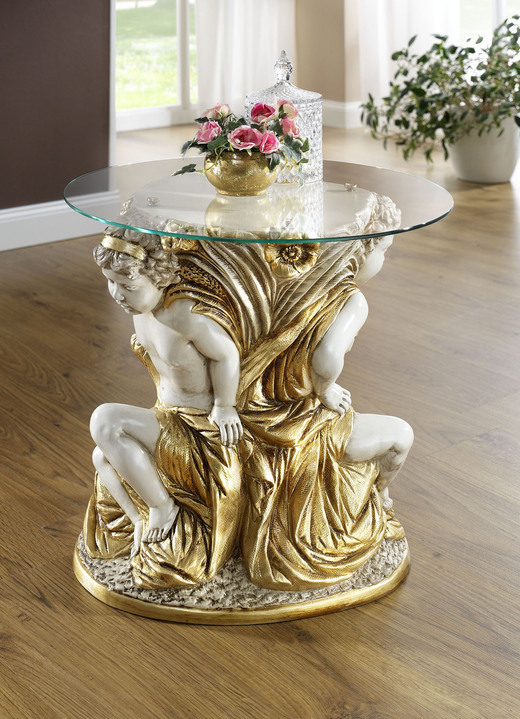 Salontafels - Salontafel met echt bladgoud overlay, in Farbe ROMIG WIT-GOUD