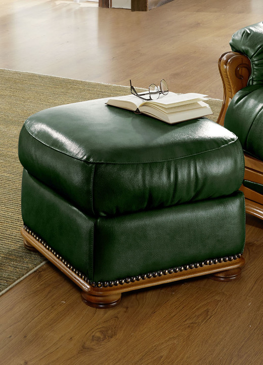 Gestoffeerde meubels - Italiaans gestoffeerd meubilair met echt lederen bekleding, in Farbe GROEN, in Ausführung Kruk Ansicht 1
