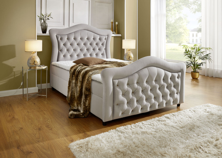 Boxspring - Boxspringbed met gevoerd hoofd- en voeteneind, in Farbe BEIGE Ansicht 1