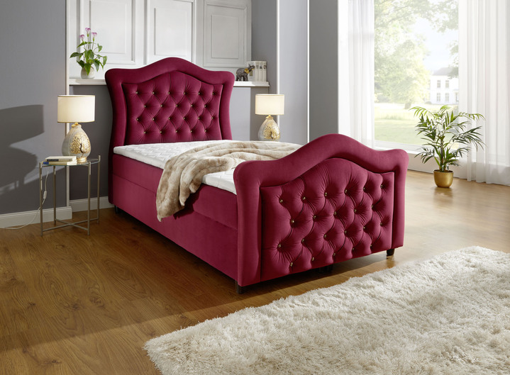 Boxspring - Boxspringbed met gevoerd hoofd- en voeteneind, in Farbe ROOD Ansicht 1