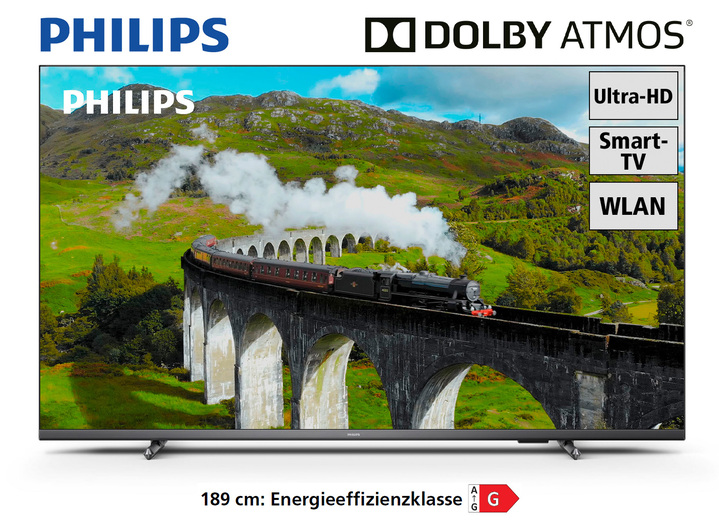 TV - Philips PUS/7608/12 4K Ultra HD Smart LED-TV, in Farbe ZWART Ansicht 1