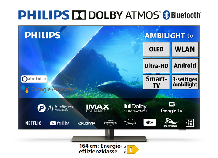 TV - Philips OLED808/12 4K Ultra HD OLED-TV, in Farbe ZILVER Ansicht 1