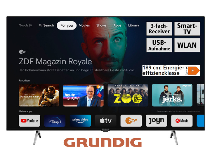 TV - Grundig LED-TV, in Farbe ZWART Ansicht 1