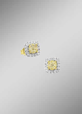 Extravagante diamanten oorbellen in bicolor met 46 briljant geslepen diamanten