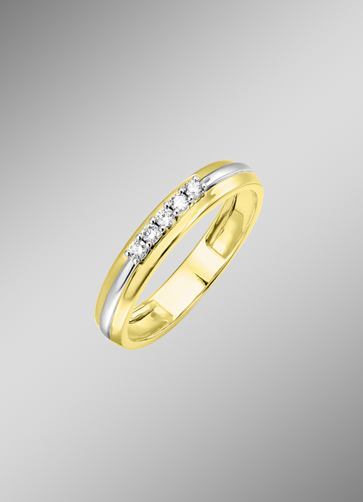 Ringen - Klassieke damesring in bicolor met 5 diamanten, in Größe 160 bis 220, in Farbe  Ansicht 1