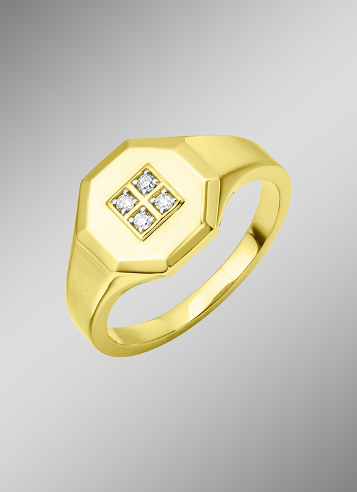 Ringen - Prachtige herenring met 4 diamanten, in Größe 180 bis 240, in Farbe  Ansicht 1