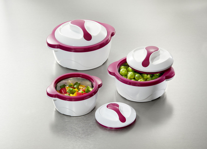 Schotels & voorraaddozen - Cucinova thermische kommen om warm of koud te houden, in Farbe WIT-BESSEN, in Ausführung Thermoskommen set, 3-delig Ansicht 1