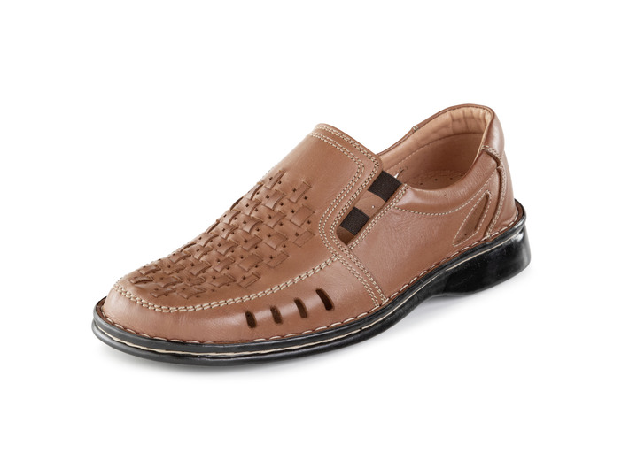 Instappers & veterschoenen - GINO GALANTE, zomerse herenpantoffels, met elastische band, in Größe 040 bis 046, in Farbe COGNAC Ansicht 1