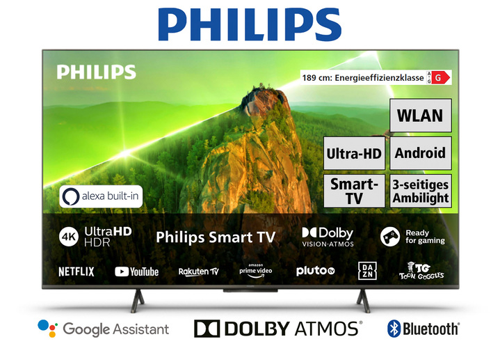 TV - Philips 4K Ultra HD Ambilight LED-TV 60Hz, in Farbe ZWART Ansicht 1