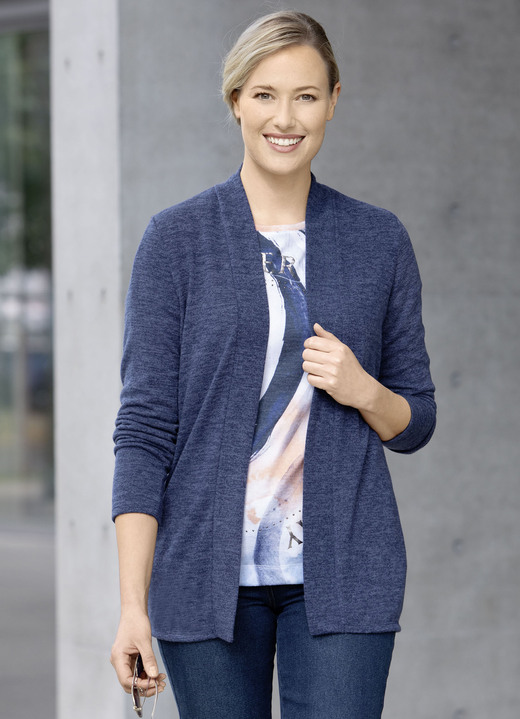 Basics - Fijn gebreid vest Basics - Fijn gebreid vest, in Größe 036 bis 052, in Farbe BLAUW GEMÊLEERD