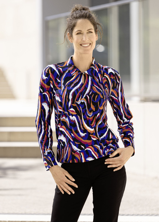 Shirts - Poloshirt met lusknoopsluiting, in Größe 050 bis 052, in Farbe ZWART-PAARS