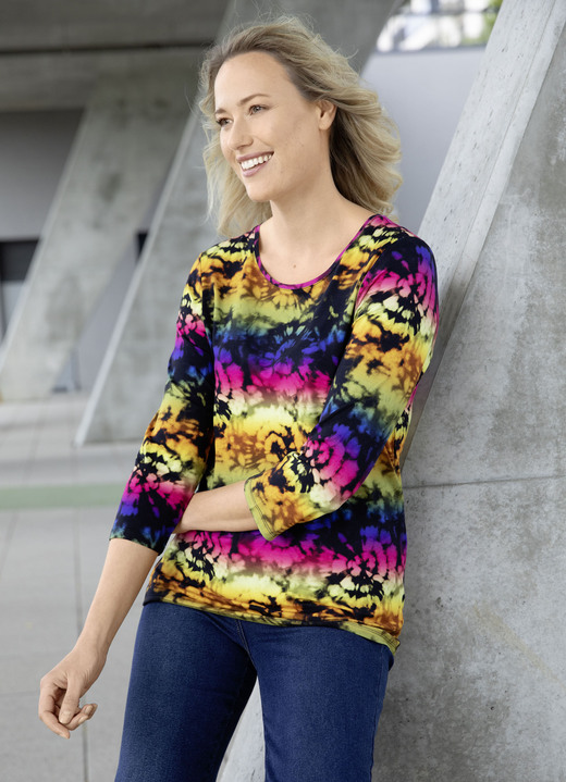 3/4-mouw - Trendy overhemd met 3/4-mouwen, in Größe 036 bis 052, in Farbe ZWART-NEON