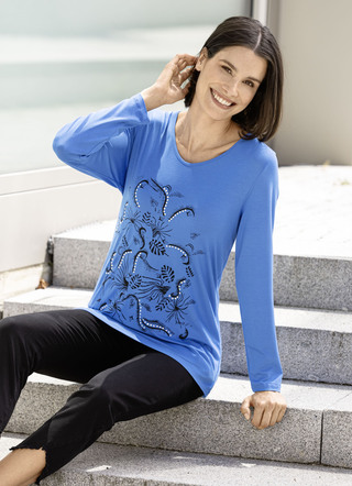 Overhemd met decoratieve contrasterende print in 2 kleuren