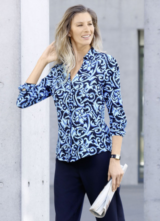 Overhemdblouse met knoopsluiting over de volledige lengte in 2 kleuren