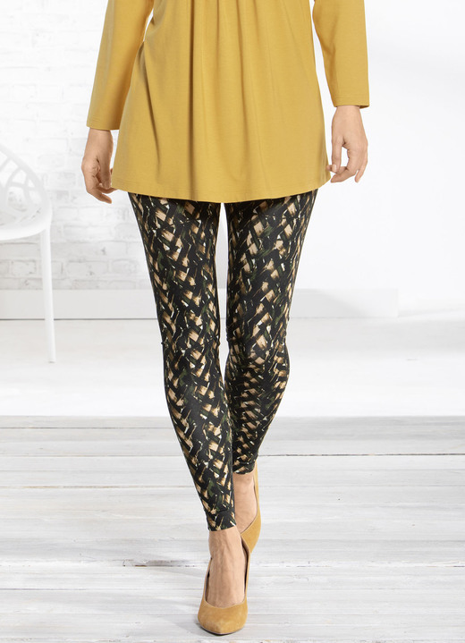 - Legging met briljant gekleurde inkjetprint, in Größe 046 bis 056, in Farbe ZWARTE OLIJFHONING Ansicht 1