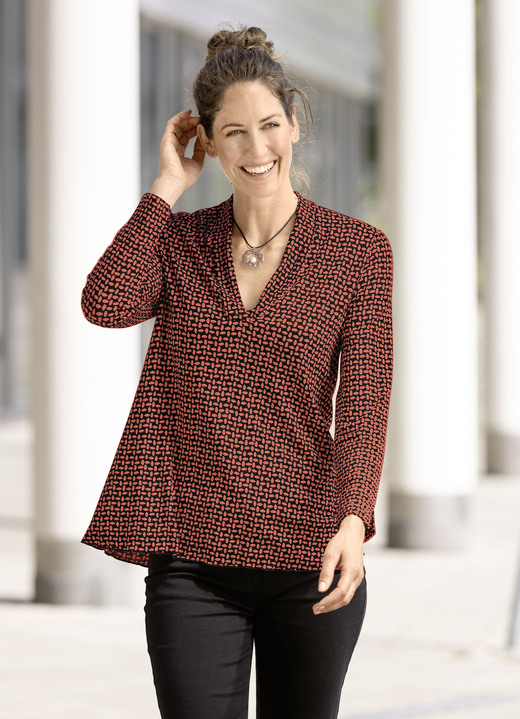 Shirts - Shirt in een licht uitlopende vorm in 2 kleuren, in Größe 036 bis 046, in Farbe ZWART TERRACOTTA Ansicht 1