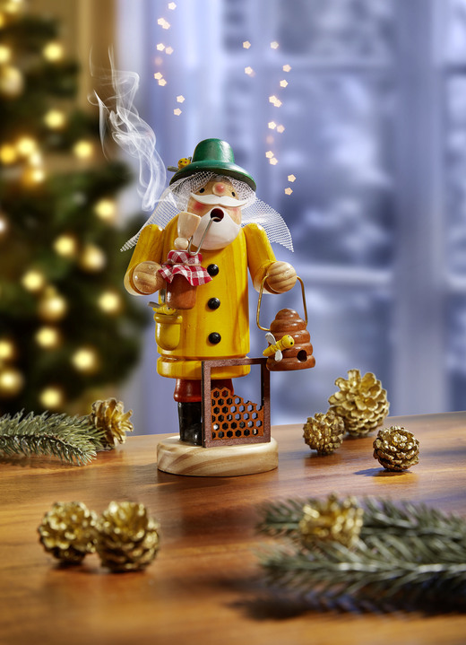 Kerstdecoraties - Houten roker, in Farbe GEEL-GROEN