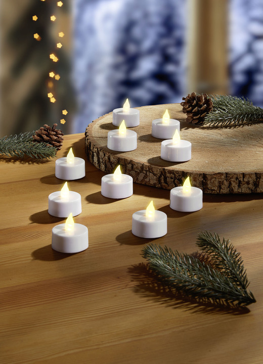 Kerstdecoraties - LED waxinelichtjes, set van 10, in Farbe WIT