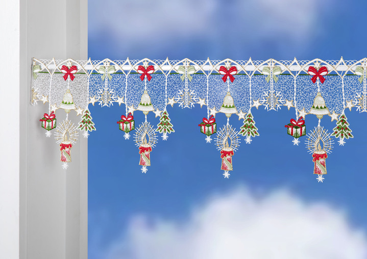Raamdecoraties - Kerst paal decoratie gemaakt van echte Plauen kant, in Größe 628 (H20xB 48 cm) bis 668 (H20xW112 cm), in Farbe MULTICOLOR