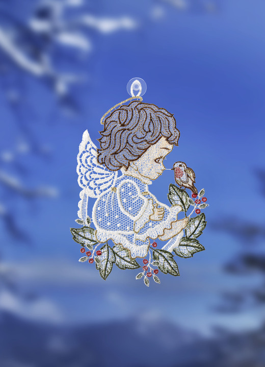 Raamhangers - Raamafbeelding met engelenmotief van echt Plauenkant, in Farbe MULTICOLOR