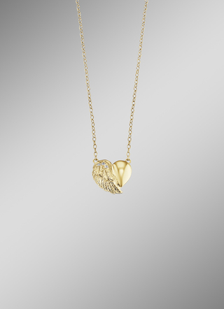 Engel beller ketting met hanger in de vorm van een hart