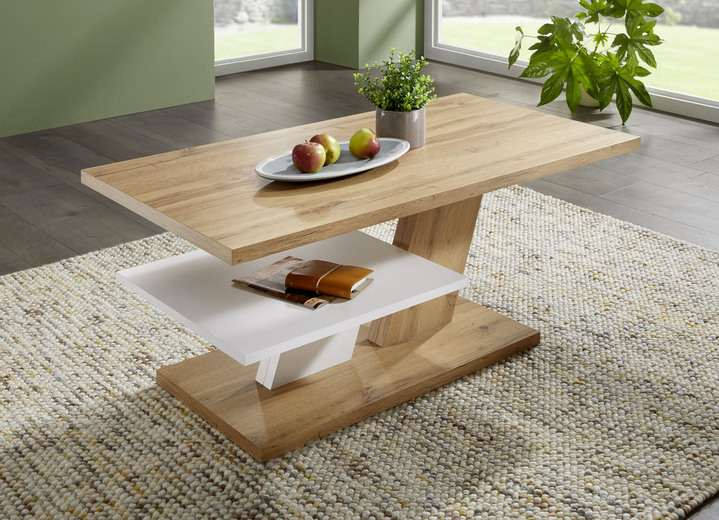 Salontafels - Salontafel met onderhoudsvriendelijke melamineharscoating, in Farbe WOTAN EIKEN WIT Ansicht 1